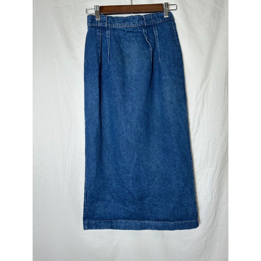 Michael Tracey Women's Blue Denim High Waisted Pleated Midi Skirt Size 7/8
